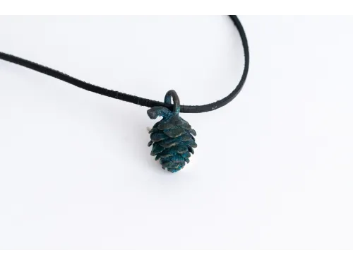 Bronze necklace - pine cone aged