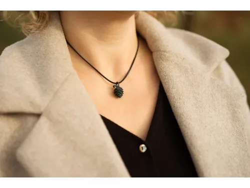 Bronze necklace - pine cone aged