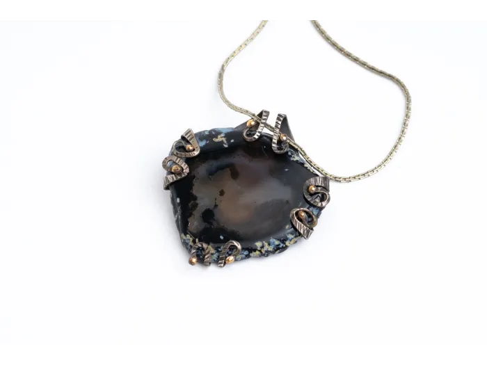 New silver necklace - agate depth