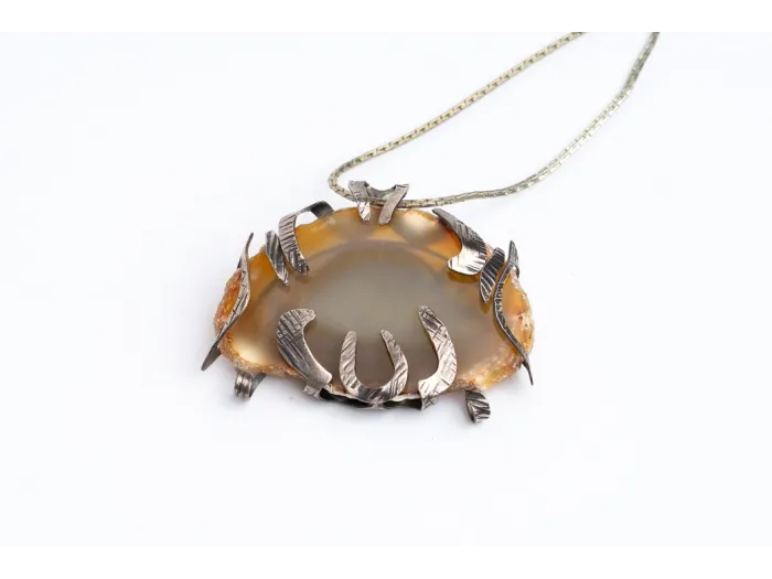 New silver necklace - smoky agate