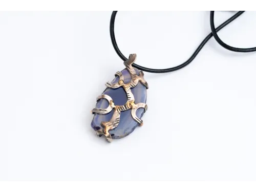 Purple transparent agate in new silver