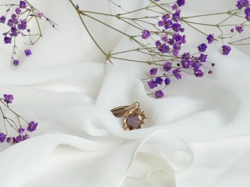 Amethyst crystal flower in bronze