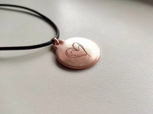 Copper coin for engraving (with hole and loop)