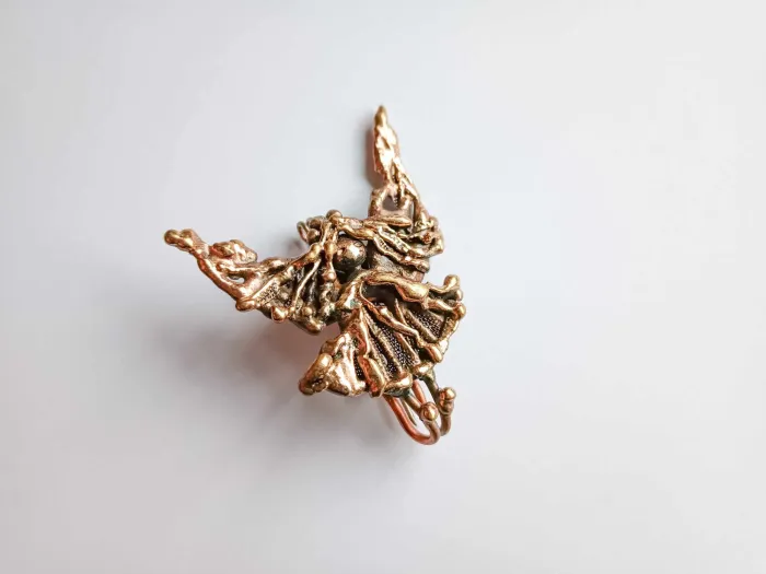 handmade bronze brooch - long-winged angel