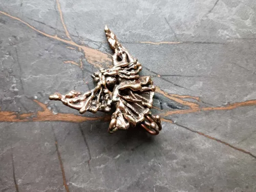 handmade bronze brooch - long-winged angel