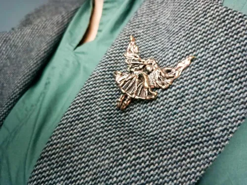 handmade bronze brooch - long-winged angel