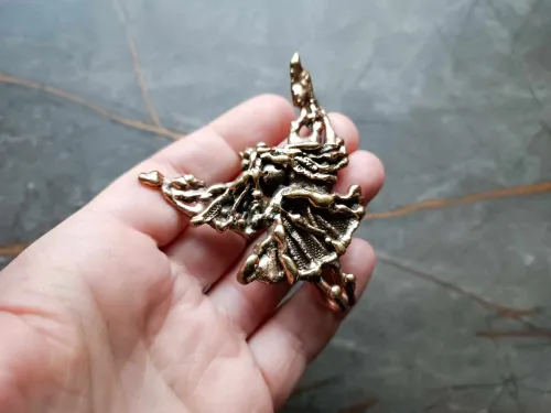 handmade bronze brooch - long-winged angel