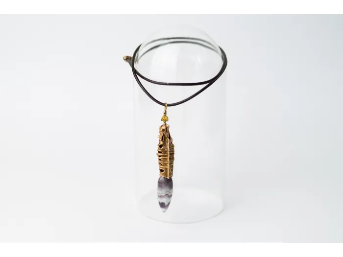 Handmade bronze necklace - Coulourful amethyst icicle