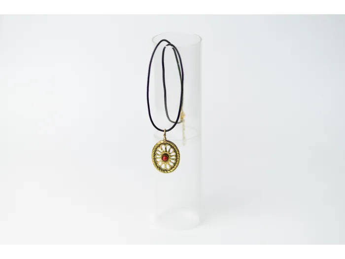 Handmade brass necklace - Red jasper baroque