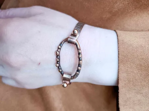 Silver-plated copper bracelets with a removable oval ring