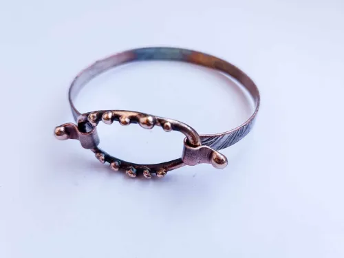 Silver-plated copper bracelets with a removable oval ring