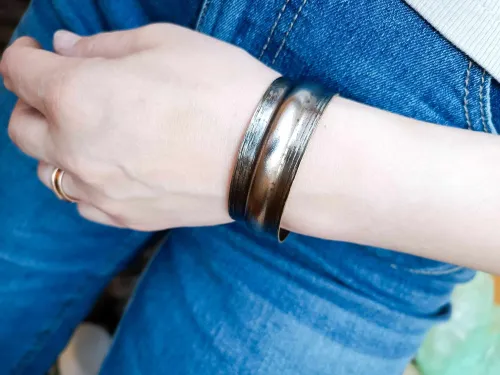 Wider and narrower brass bracelet