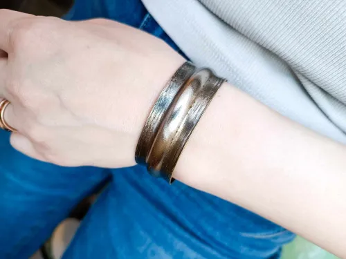 Wider and narrower brass bracelet