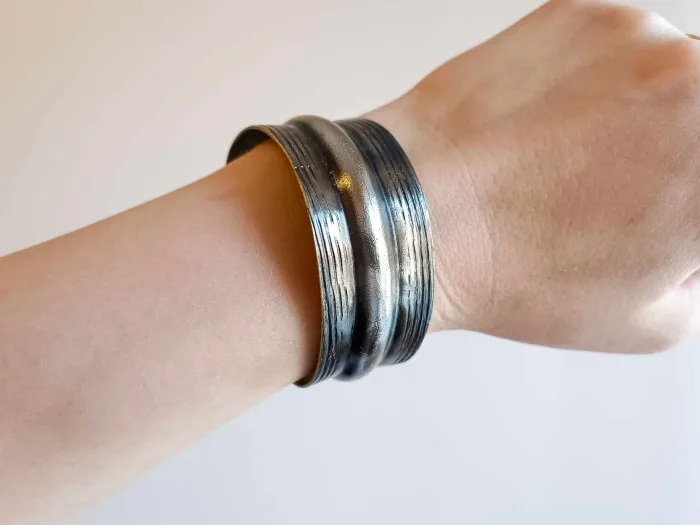Wider and narrower brass bracelet