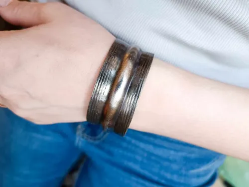 Wider and narrower brass bracelet