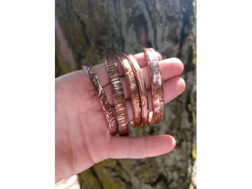Copper bracelet with bright textures, 0.5 cm wide