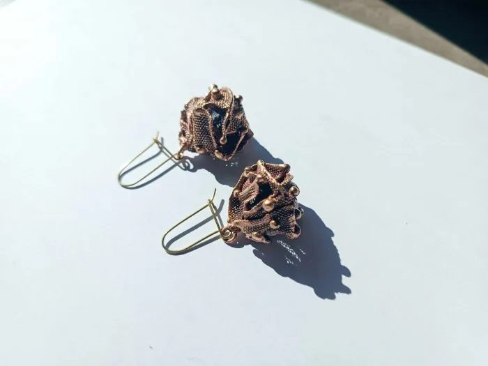 Bronze earrings - bulky sockets