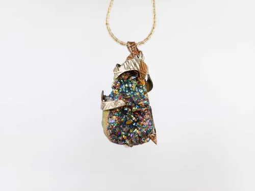 Bronze necklace - the glow of pyrite
