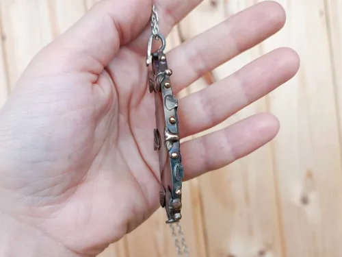 Bronze necklace - wrapped brown agate